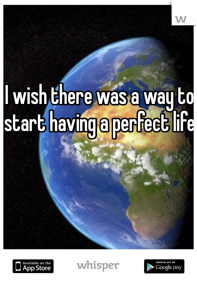 I wish there was a way to start having a perfect life