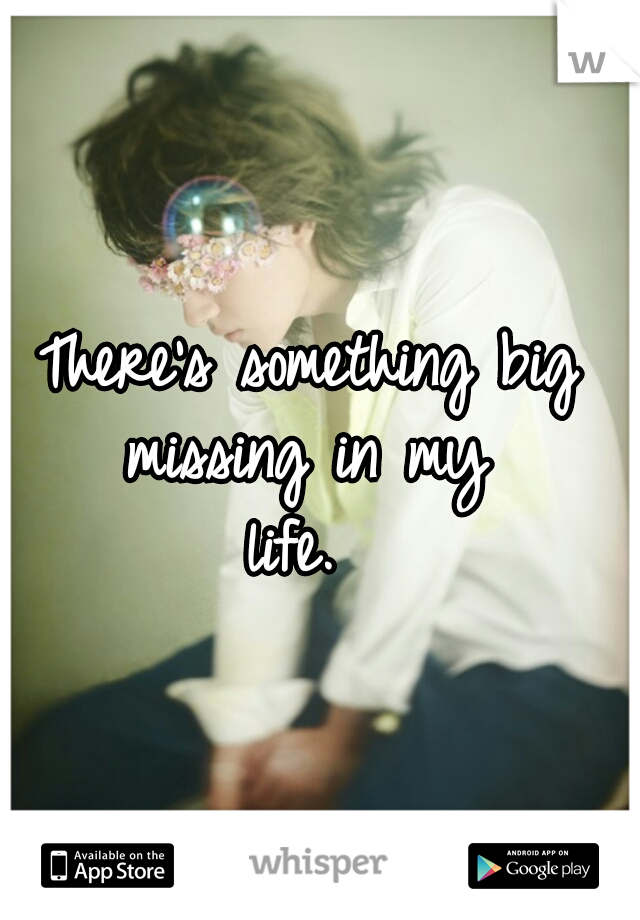 There's something big
missing in my
 life.  