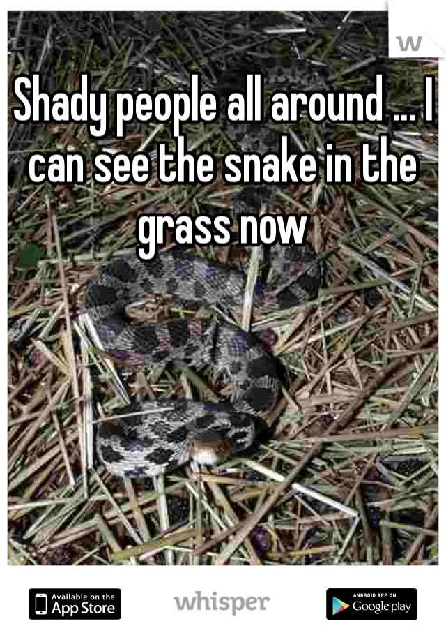 Shady people all around ... I can see the snake in the grass now 