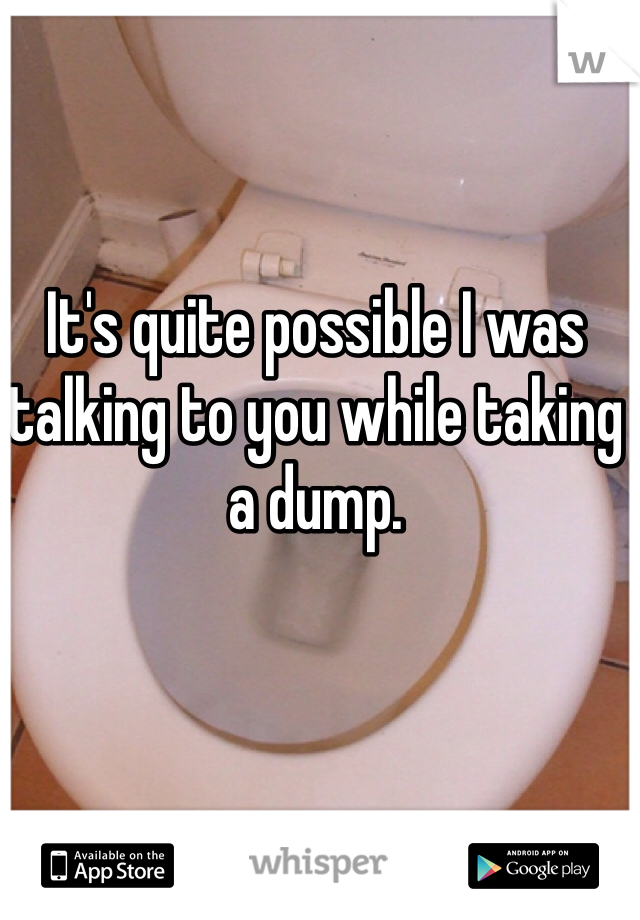 It's quite possible I was talking to you while taking a dump. 