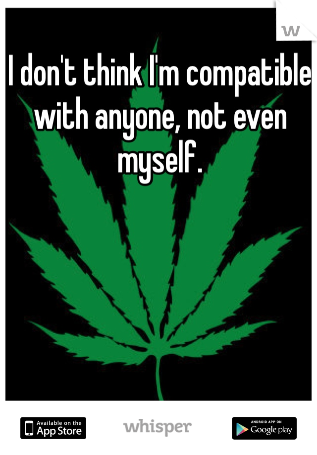 I don't think I'm compatible with anyone, not even myself.