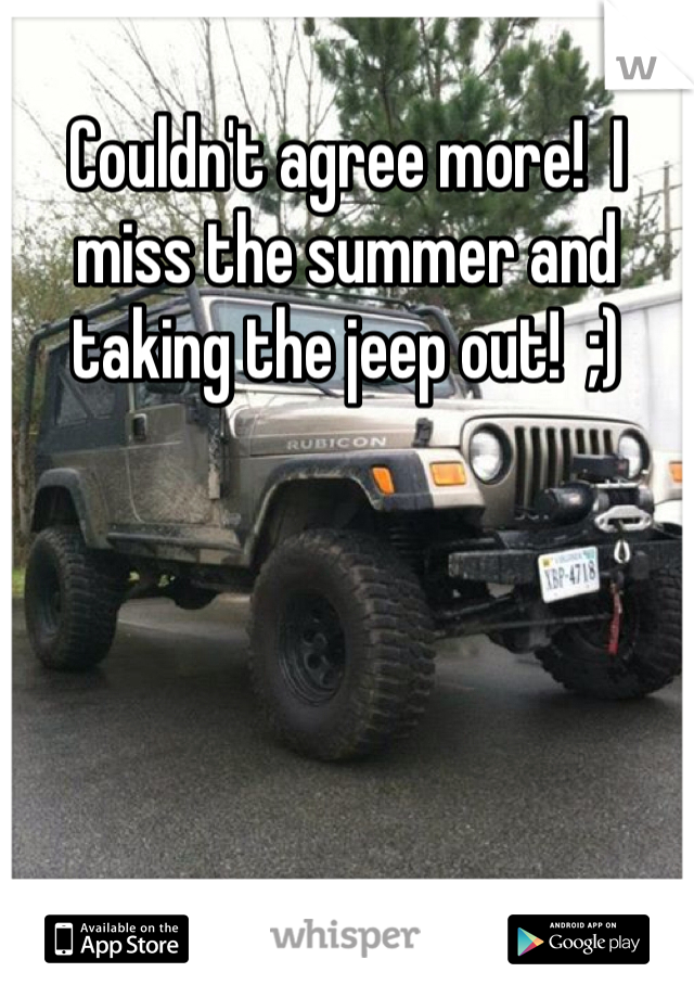 Couldn't agree more!  I miss the summer and taking the jeep out!  ;)