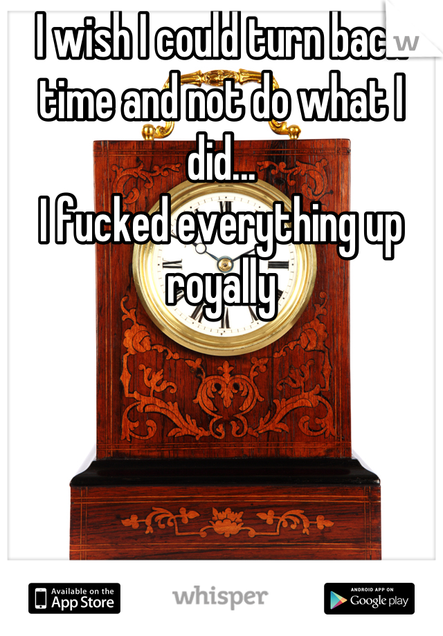 I wish I could turn back time and not do what I did...
I fucked everything up royally