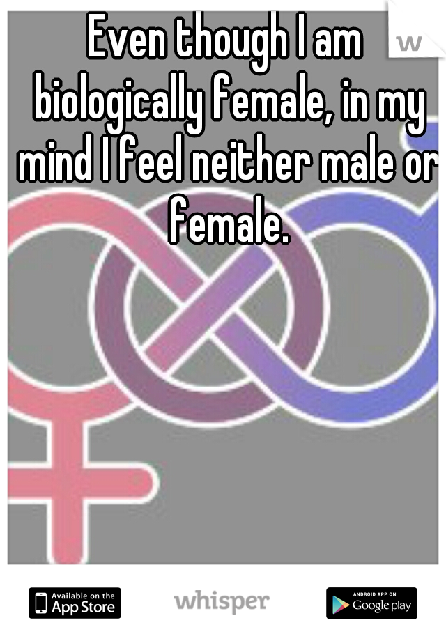 Even though I am biologically female, in my mind I feel neither male or female.