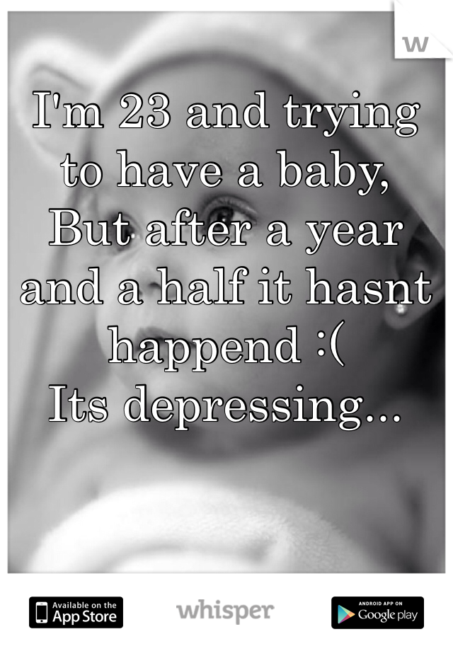 I'm 23 and trying to have a baby,
But after a year and a half it hasnt happend :(
Its depressing...