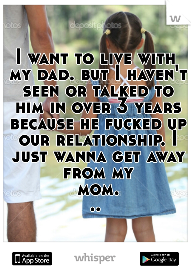I want to live with my dad. but I haven't seen or talked to him in over 3 years because he fucked up our relationship. I just wanna get away from my mom...