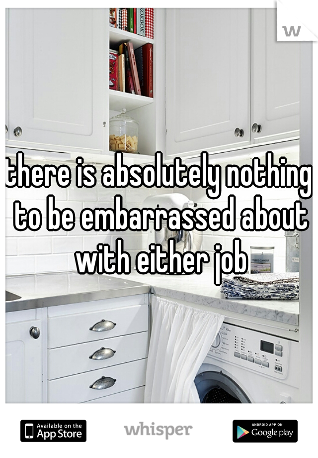 there is absolutely nothing to be embarrassed about with either job