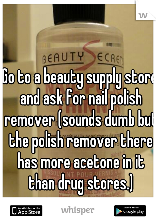 Go to a beauty supply store and ask for nail polish remover (sounds dumb but the polish remover there has more acetone in it than drug stores.)