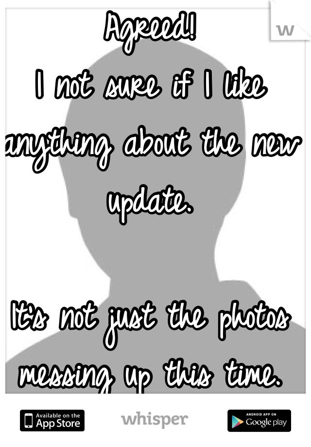 Agreed! 
I not sure if I like 
anything about the new update. 

It's not just the photos messing up this time. 
