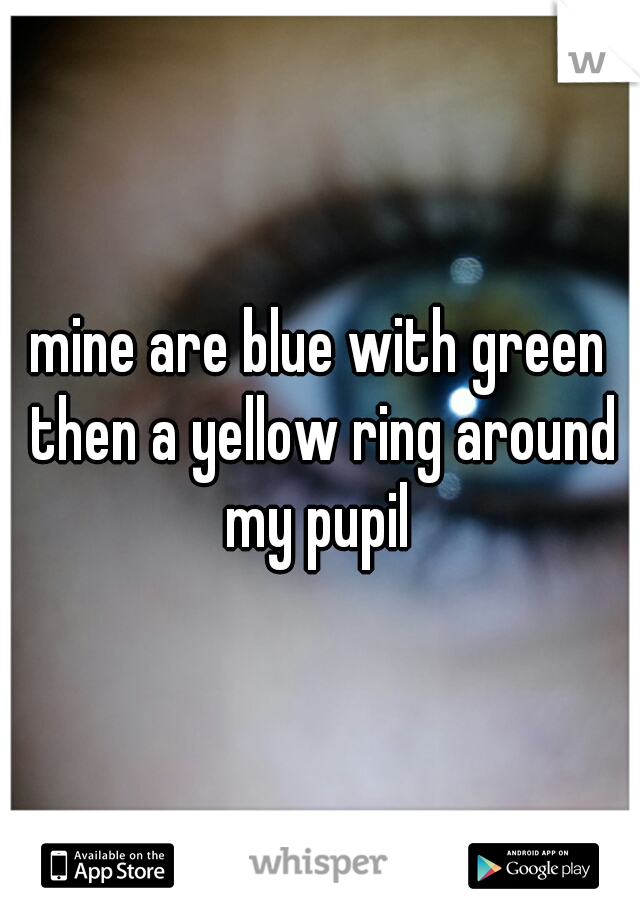 mine are blue with green then a yellow ring around my pupil 