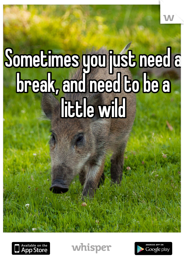 Sometimes you just need a break, and need to be a little wild 