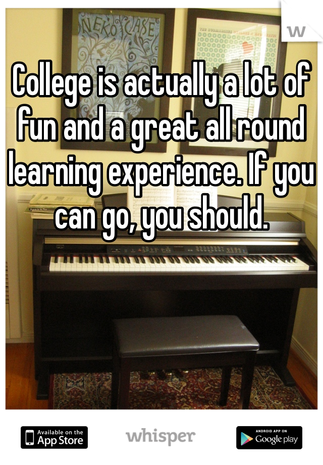 College is actually a lot of fun and a great all round learning experience. If you can go, you should.