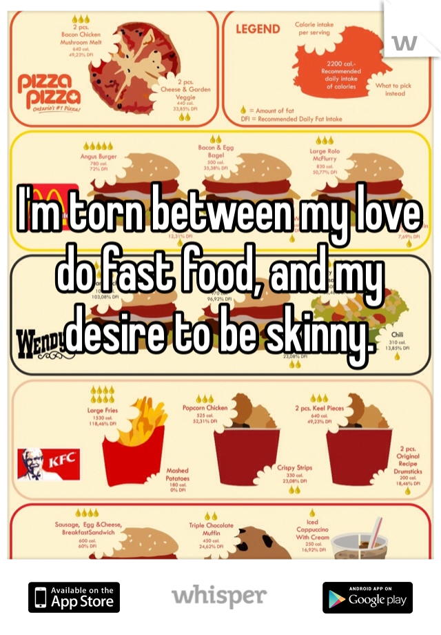 I'm torn between my love do fast food, and my desire to be skinny.  
