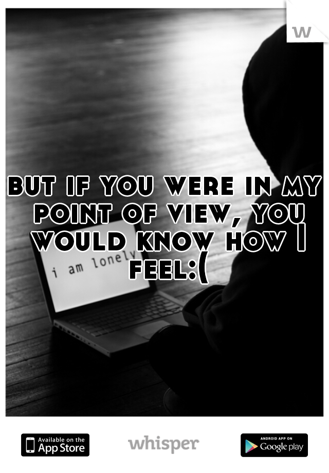 but if you were in my point of view, you would know how I feel:(