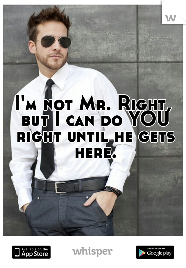 I'm not Mr. Right, but I can do YOU right until he gets here.