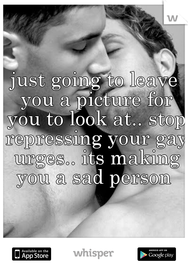 just going to leave you a picture for you to look at.. stop repressing your gay urges.. its making you a sad person 