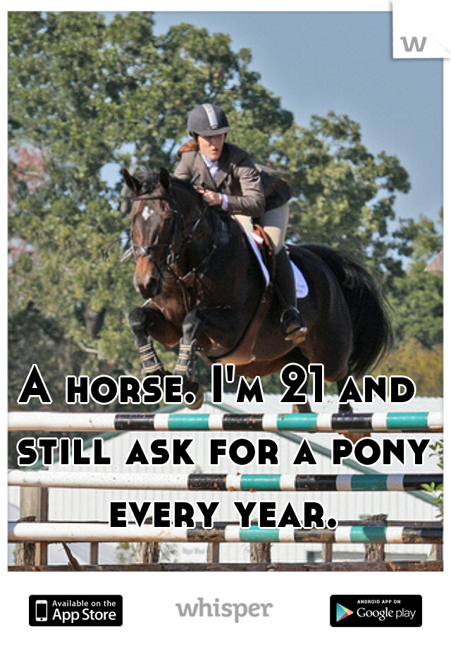A horse. I'm 21 and still ask for a pony every year.