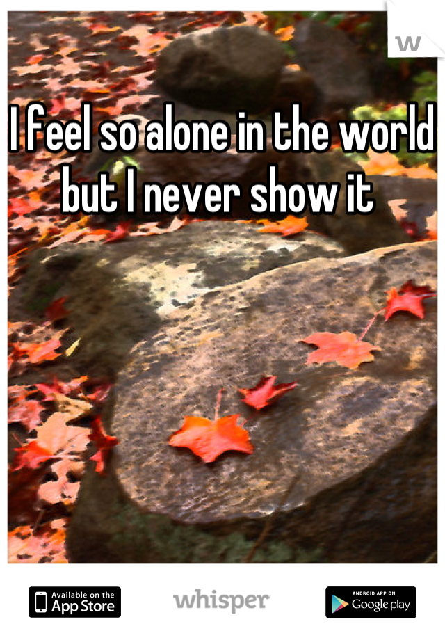 I feel so alone in the world but I never show it 