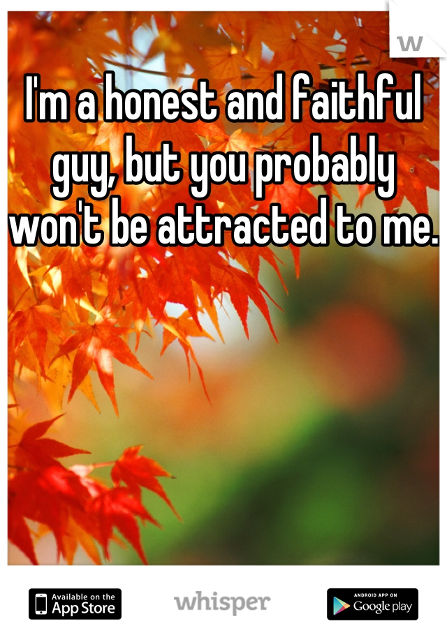 I'm a honest and faithful guy, but you probably won't be attracted to me.