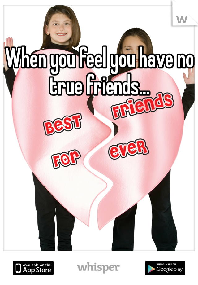 When you feel you have no true friends... 