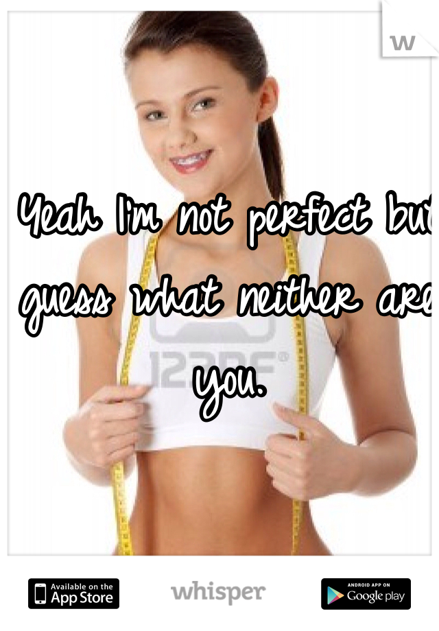 Yeah I'm not perfect but guess what neither are you.