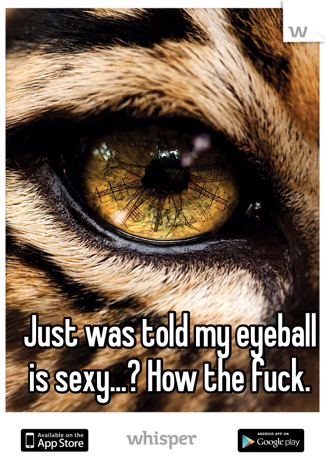 Just was told my eyeball is sexy...? How the fuck. 