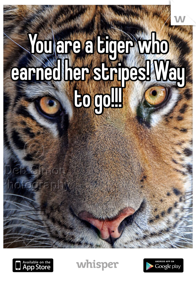 You are a tiger who earned her stripes! Way to go!!! 