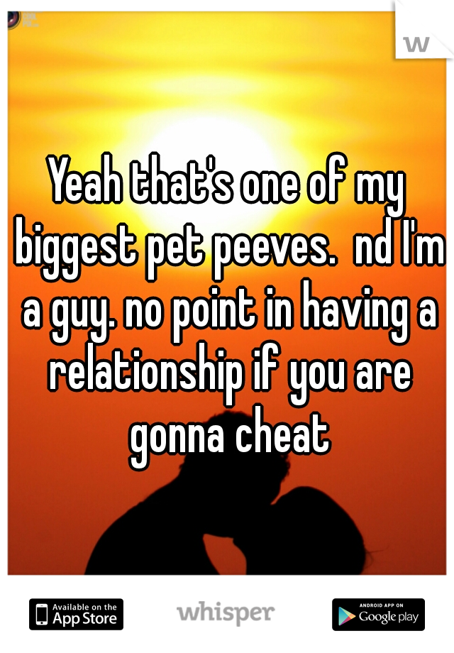 Yeah that's one of my biggest pet peeves.  nd I'm a guy. no point in having a relationship if you are gonna cheat
