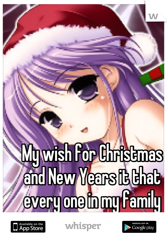My wish for Christmas and New Years it that every one in my family would get along 
