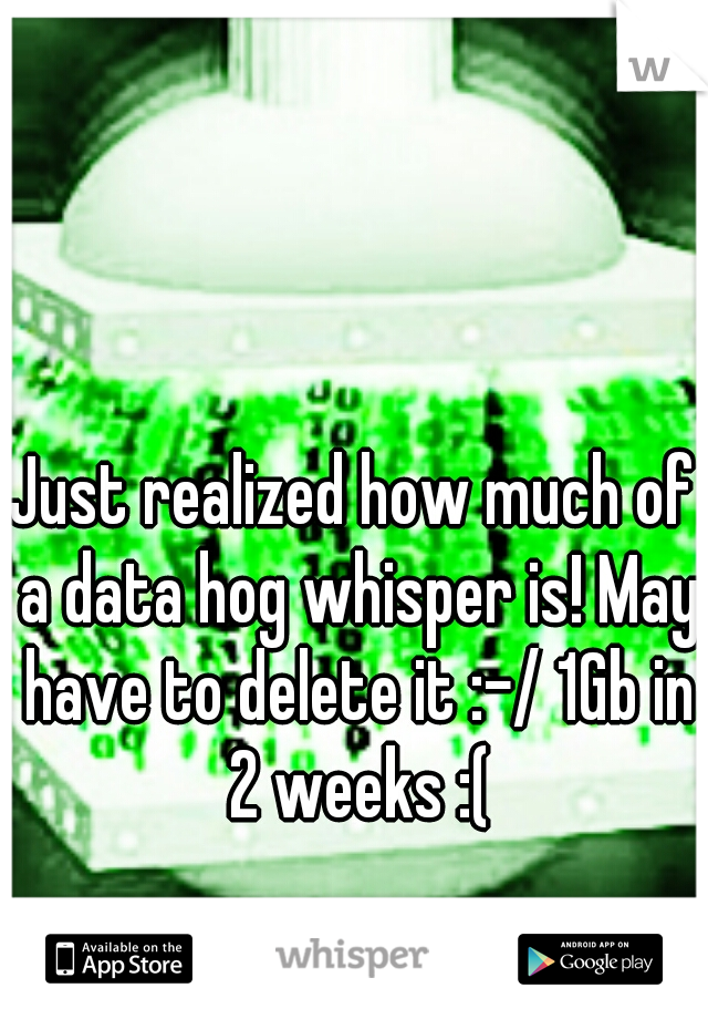 Just realized how much of a data hog whisper is! May have to delete it :-/ 1Gb in 2 weeks :(