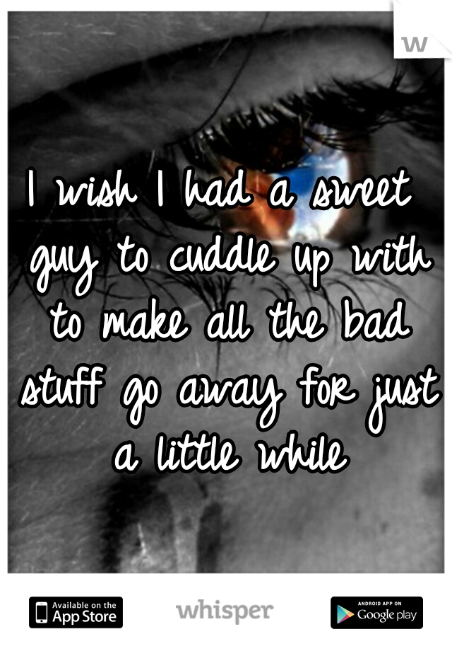 I wish I had a sweet guy to cuddle up with to make all the bad stuff go away for just a little while