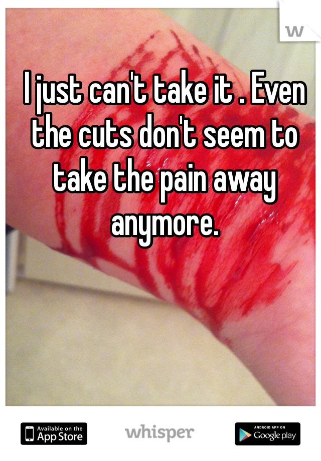 I just can't take it . Even the cuts don't seem to take the pain away anymore.