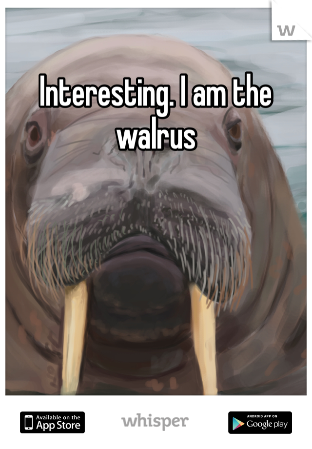 Interesting. I am the walrus