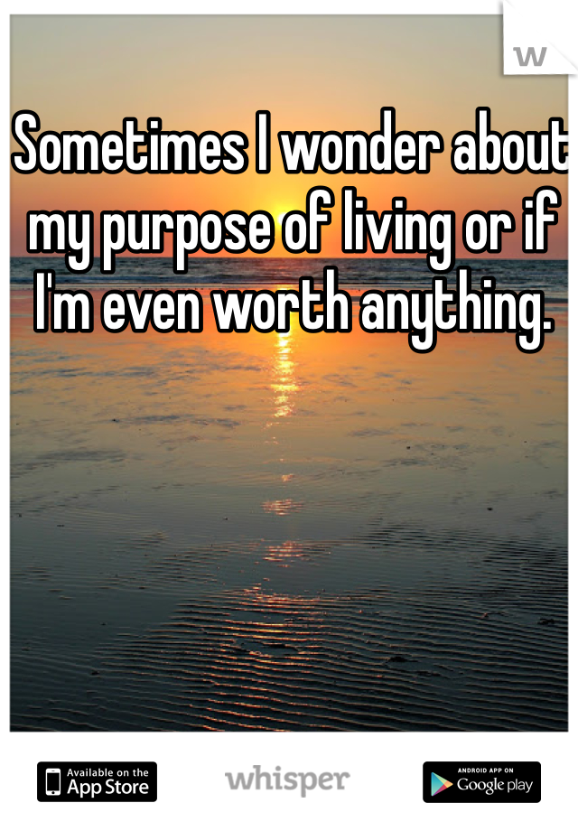 Sometimes I wonder about my purpose of living or if I'm even worth anything.