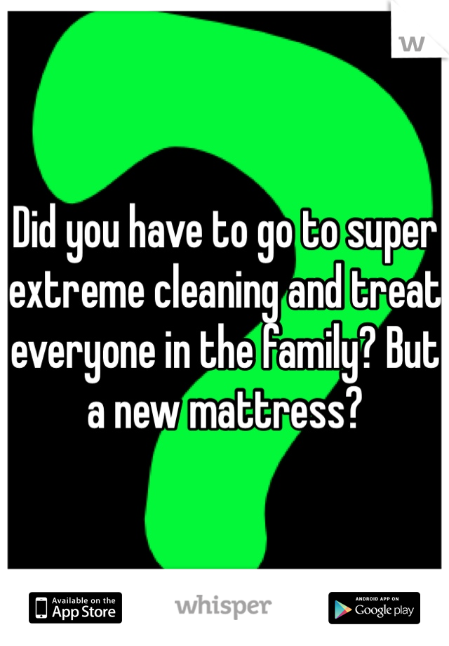 Did you have to go to super extreme cleaning and treat everyone in the family? But a new mattress? 
