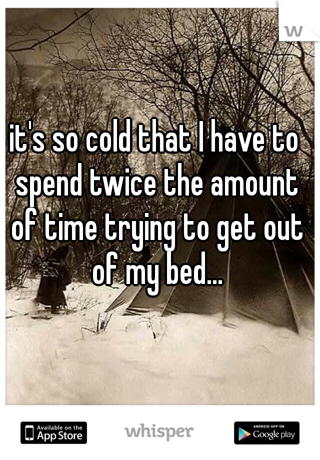 it's so cold that I have to spend twice the amount of time trying to get out of my bed...
