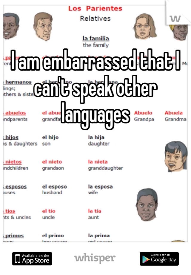I am embarrassed that I can't speak other languages