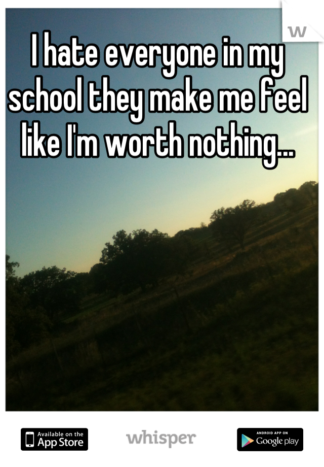 I hate everyone in my school they make me feel like I'm worth nothing...