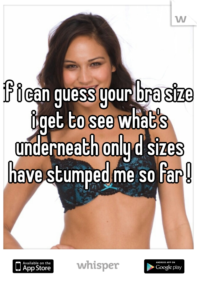 if i can guess your bra size i get to see what's underneath only d sizes have stumped me so far !
