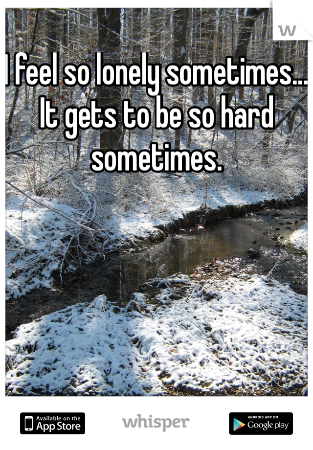 I feel so lonely sometimes... It gets to be so hard sometimes. 