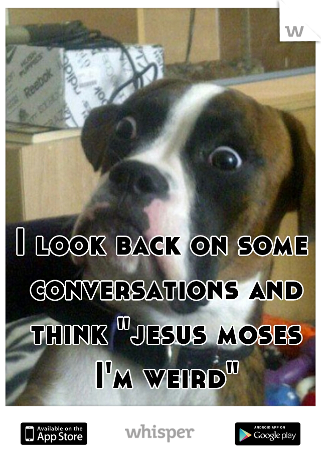 I look back on some conversations and think "jesus moses I'm weird"
