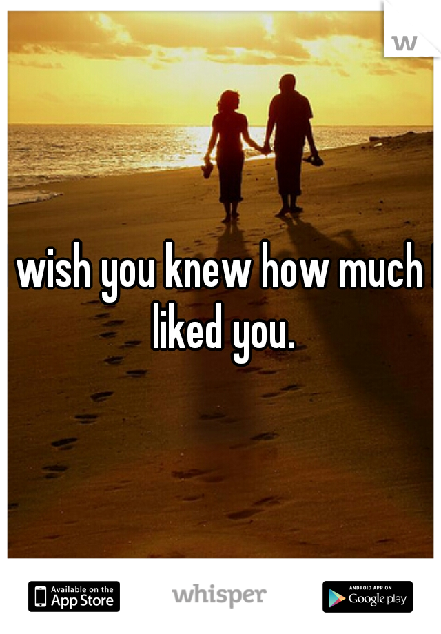 I wish you knew how much I liked you.