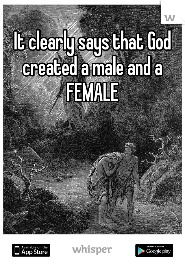 It clearly says that God created a male and a FEMALE