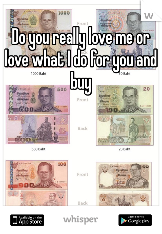 Do you really love me or love what I do for you and buy