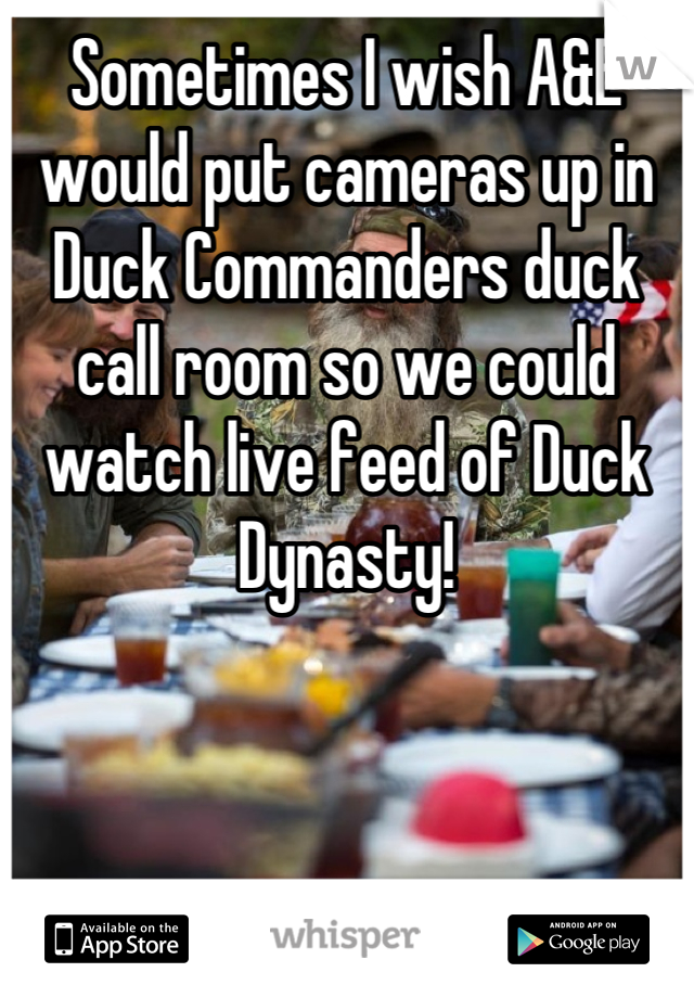 Sometimes I wish A&E would put cameras up in Duck Commanders duck call room so we could watch live feed of Duck Dynasty!