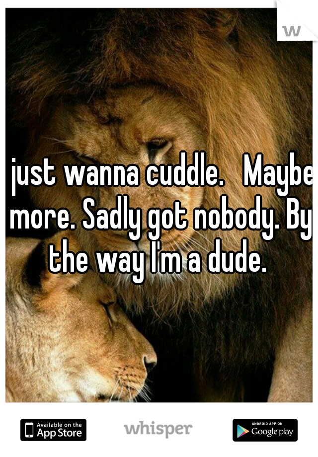 I just wanna cuddle.   Maybe more. Sadly got nobody. By the way I'm a dude. 