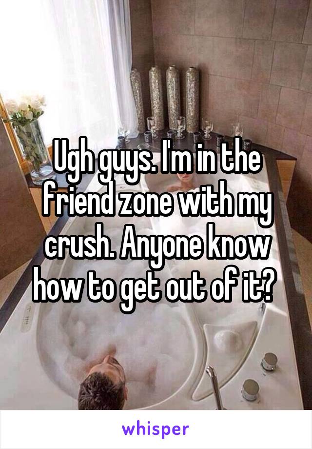 Ugh guys. I'm in the friend zone with my crush. Anyone know how to get out of it? 