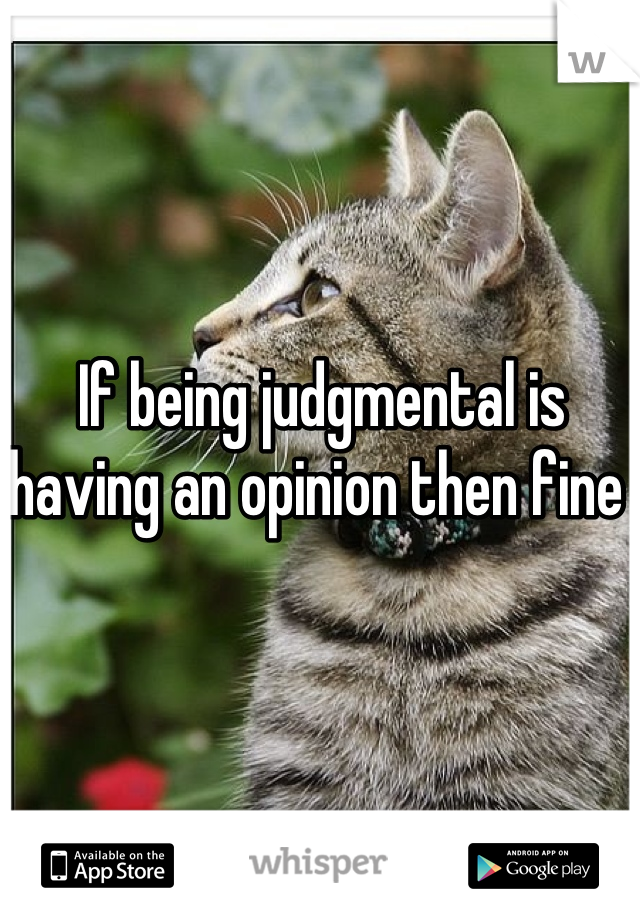 If being judgmental is having an opinion then fine 