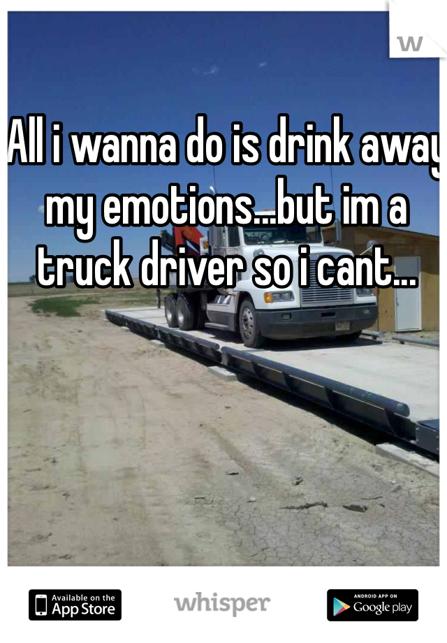 All i wanna do is drink away my emotions...but im a truck driver so i cant...