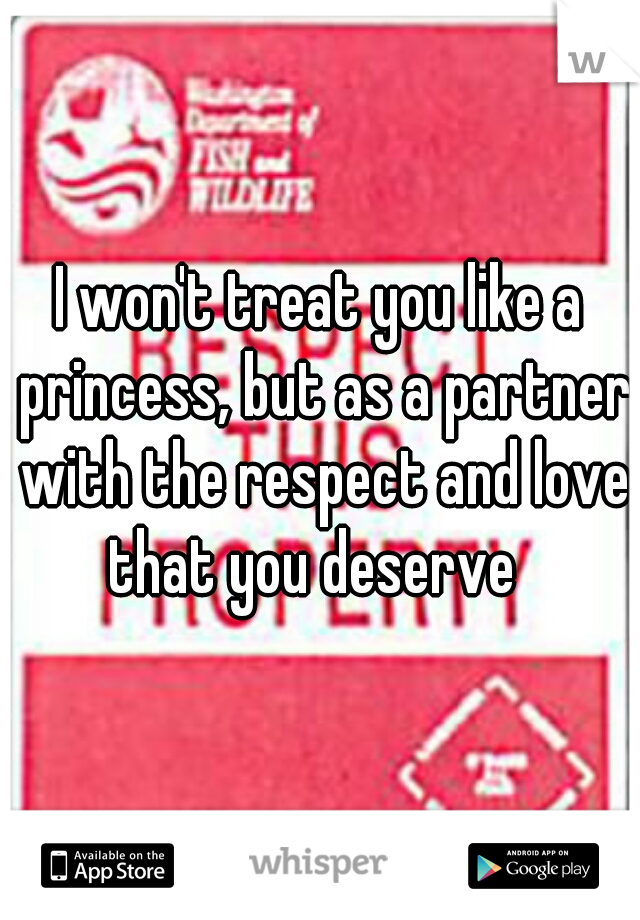 I won't treat you like a princess, but as a partner with the respect and love that you deserve  